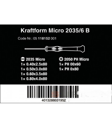 Wera 2035/6B Elektronikçi Mikro Tornavida Set 6lı 05118152001