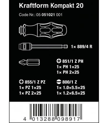 Wera Kraftform Kompakt 20 Tornavida Bits Seti 7P 05051021001