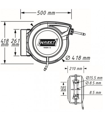 Hazet 9040N-10 3/8" Makaralı Basınçlı Hava-Su Hortumu 15mt 20Bar