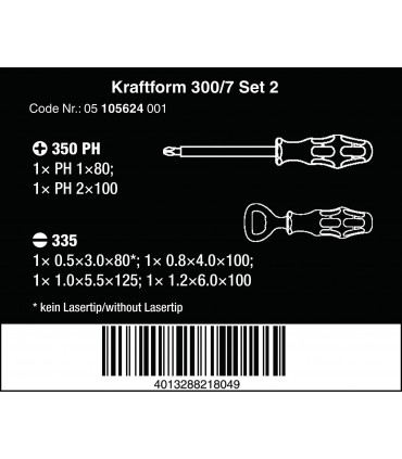 Wera 300/7 Kraftform Plus Yıldız Düz Tornavida Set 2 Açacaklı 7P 05105624001