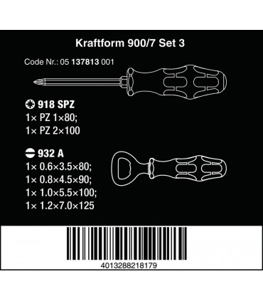 Wera 900/7 Pozidriv Düz Keski Tornavida Seti 3 Açacaklı 7P 05137813001
