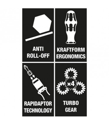 Wera KF Kompakt Turbo Tornavida Bits Seti Imperyal 19P 05057483001
