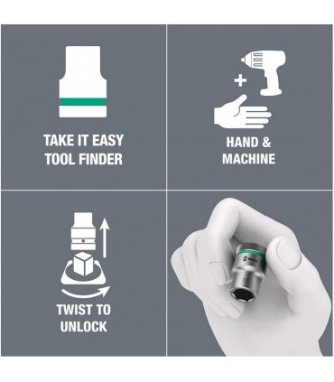 Wera 8790 HMA Zyklop 1/4" Mıknatıs Şeritli Lokma Seti A1 Emperyal 05005420001