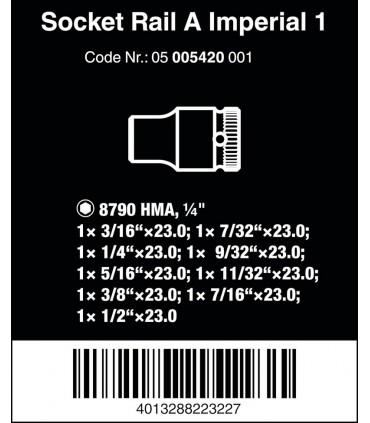 Wera 8790 HMA Zyklop 1/4" Mıknatıs Şeritli Lokma Seti A1 Emperyal 05005420001