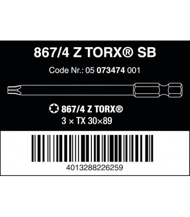 Wera 867/4 Z SB Torx Bits TX30 89mm 3P 05073474001