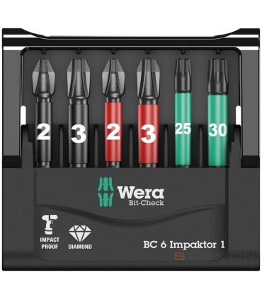 Wera Bit-Check 6 SB Impaktor 1 TX/PH/PZ Bits Seti 05073890001