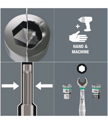 Wera 8740 C HF 1/2" Zyklop Hex/Alyan Uçlu Lokma Bits Seti 9P 05004201001