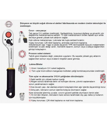 Proxxon Endüstriyel 23100 1/2"-1/4 Hex/Alyan Lokma Bits Takımı 18P
