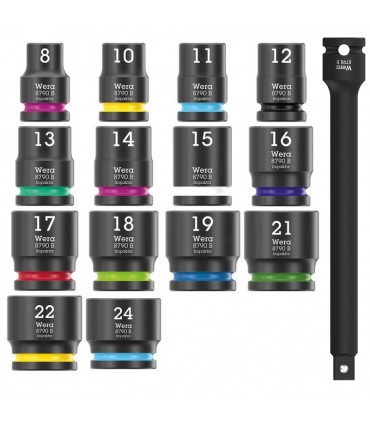 Wera 9724 Özel Kesim Sünger 8010B Zyklop Comfort 3/8" Cırcır Lokma Set 1 16P 05150114001